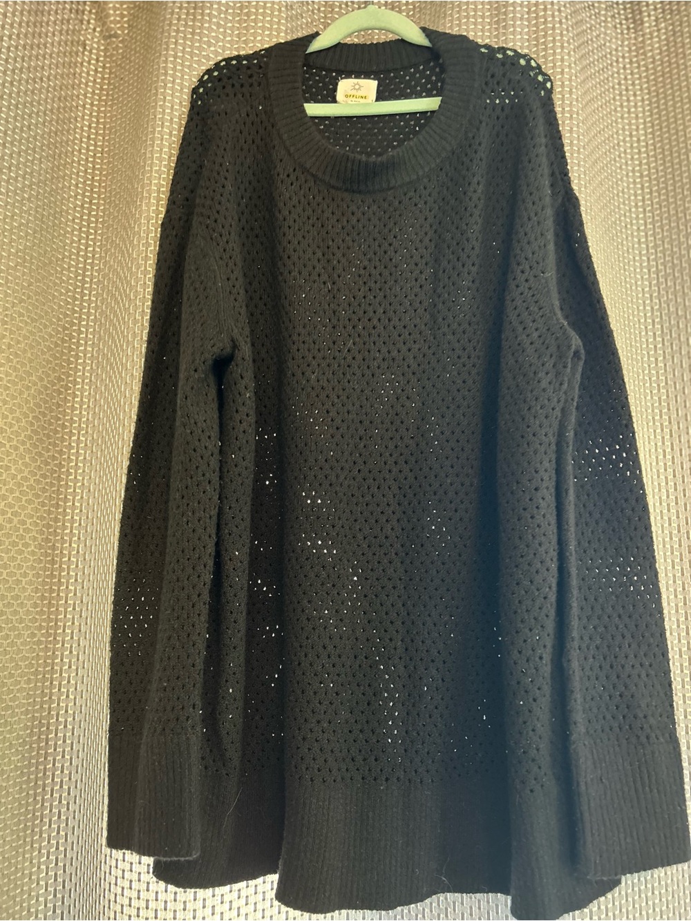 OFFLINE by Aerie Black Open Knit Loose Sweater - Size Medium